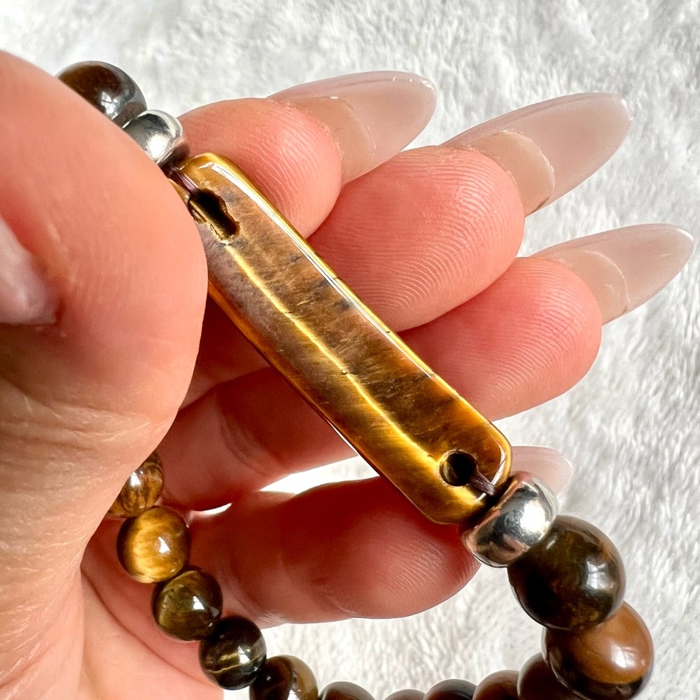 3 Bracelet Stack! Solar Chakra Tigers Eye Mala Style Set - Picture 7 of 16